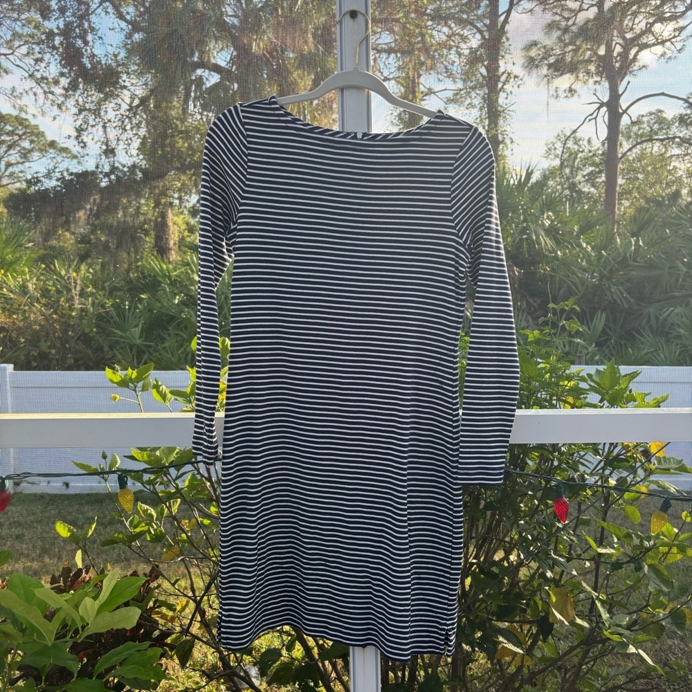 Striped Navy and White Dress